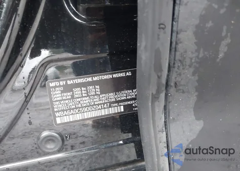 2013 BMW 640I Gran Coupe z USA, uszkodzony, nr VIN WBA6A0C59DDZ04147